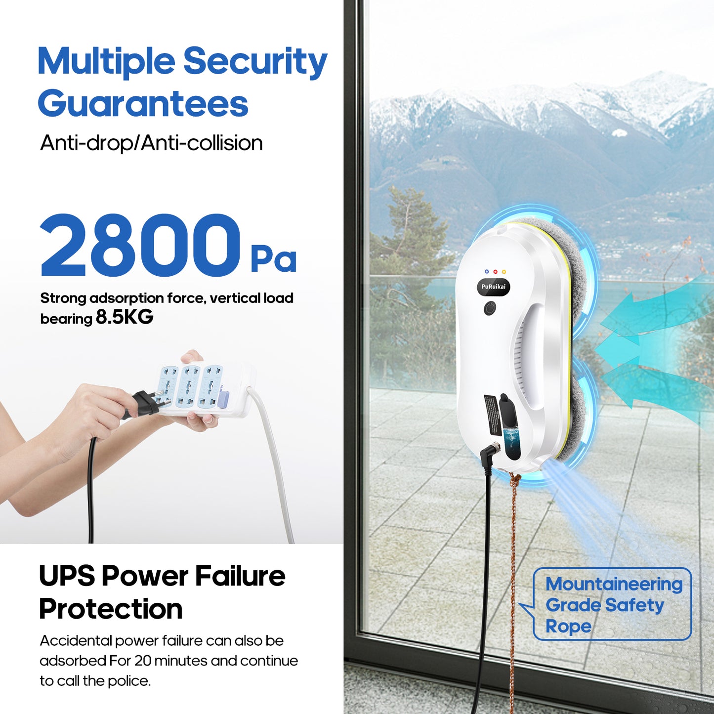 Ready Stock Smart Window Glass Cleaning Robot with Auto Water Spray Function Comes with 10 pcs Mopping Cloth